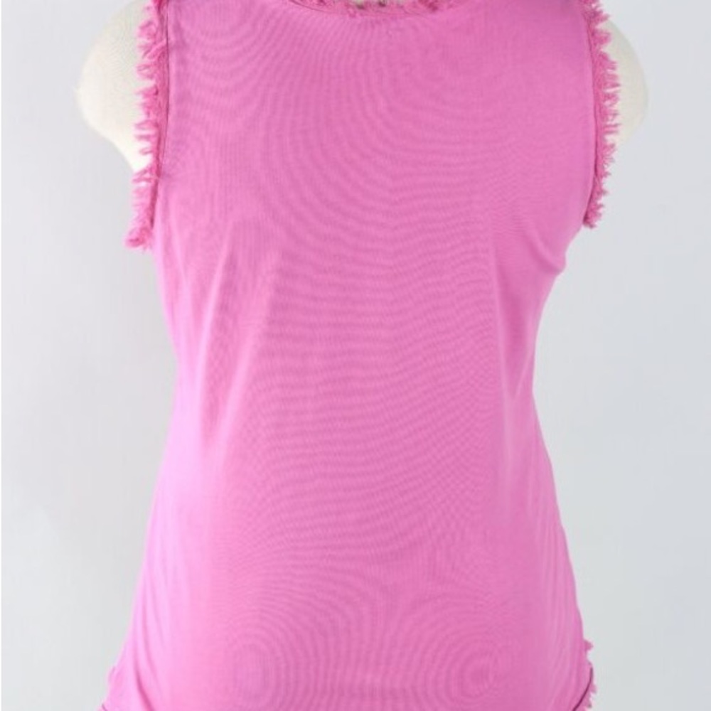 Tempo Paris Pink Frayed Hem Sleeveless Top - Picture 3 of 3